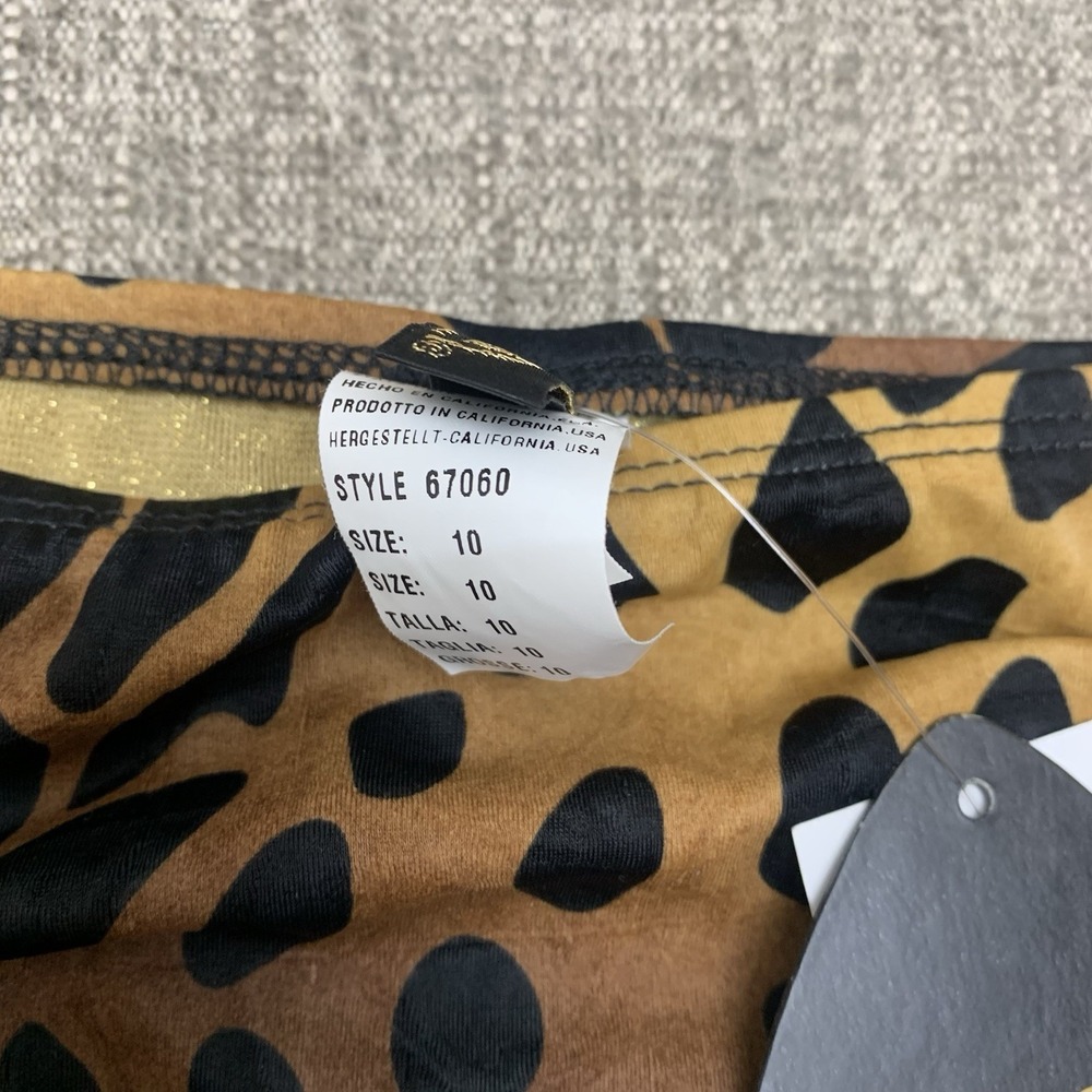 Athena Kenya Retro Bikini Bottom Top w/ Ties Swimsuit Sz 10 Animal Print Brown - Picture 4 of 7